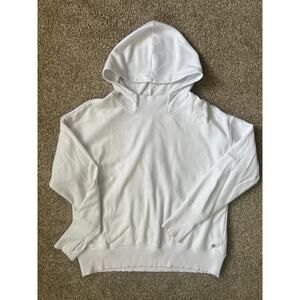 Apana White Crossover High Neck Hoodie Large L Athleisure Thumbhole Pullover